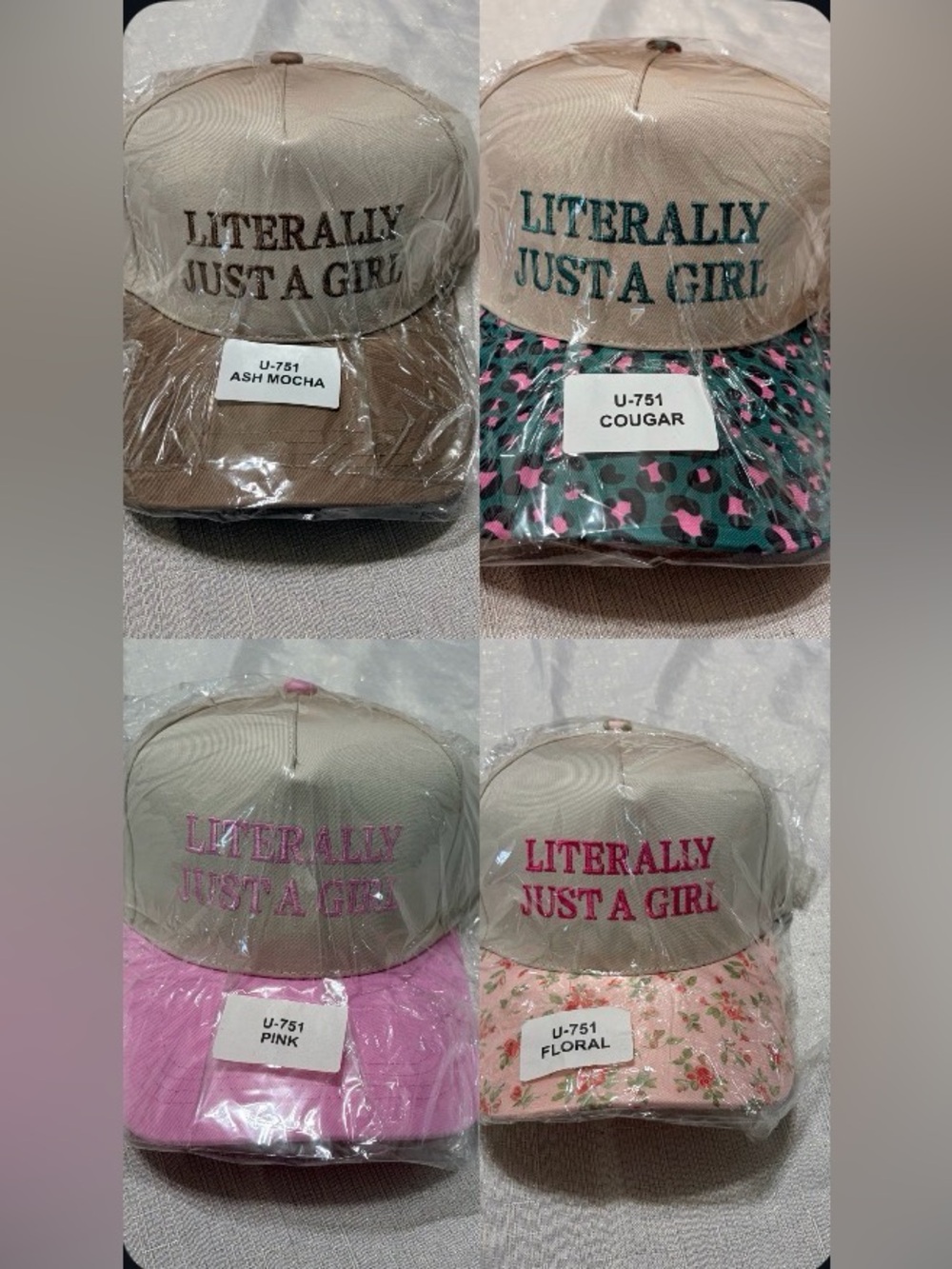 Literally Just A Girl Zenana Embroidered Canvas slide adjust cap baseball hat